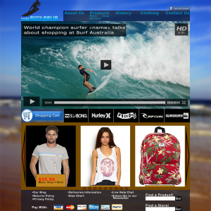 The design I created for the Surf Australia website